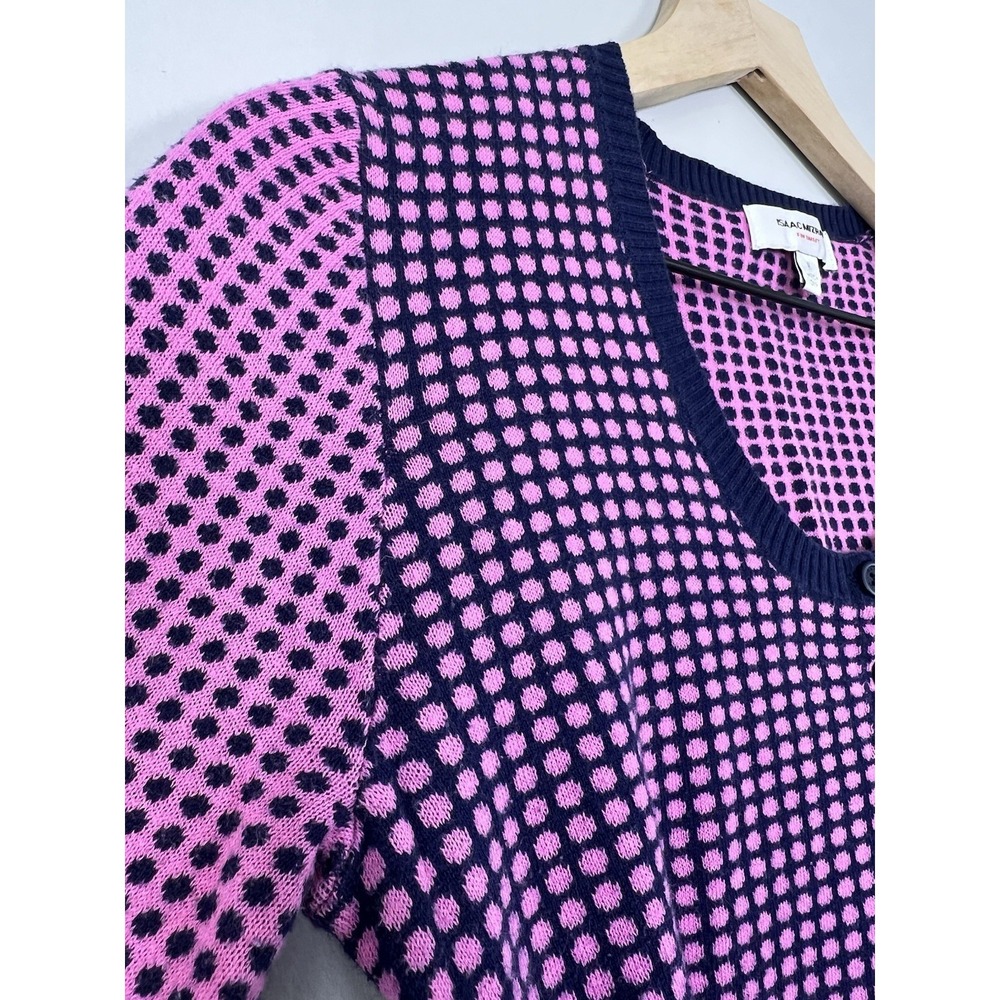 Isaac Mizrahi for Target Pink Navy Dot Henley Sweater M 3/4 Sleeve - Picture 4 of 14